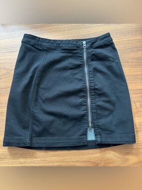 Free People Black Mini Skirt with Front Zipper